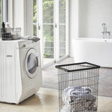 ランドリーバスケット(ブラック)と洗濯機