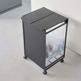 蓋付き目隠し分別ダストワゴン タワー 2分別(ブラック)