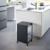 蓋付き目隠し分別ダストワゴン タワー 2分別(ブラック)