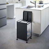 蓋付き目隠し分別ダストワゴン タワー 2分別(ブラック)