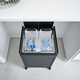 蓋付き目隠し分別ダストワゴン タワー 2分別(ブラック)