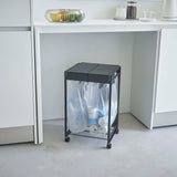 蓋付き目隠し分別ダストワゴン タワー 2分別(ブラック)