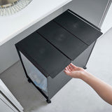 蓋付き目隠し分別ダストワゴン タワー 3分別(ブラック)