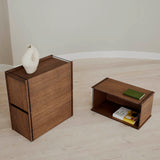 2つ重ねて蓋を使用したストレージボックスと単品のストレージボックス