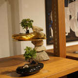浮雲(メッキ塗装) + 盆栽【津山桧】