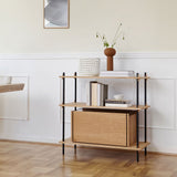 ストレージボックスをシェルビングシステムに入れた様子